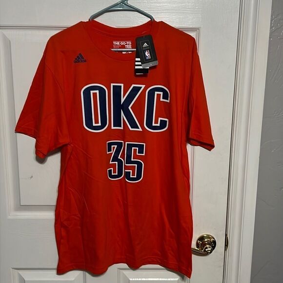 🔥🏀 “NWT” OKC THUNDER Kevin Durant #35 Jersey T-Shirt - Men Sz L - Graphic Tee - Picture 1 of 8